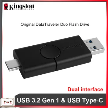 Kingston USB Unidad Flash USB 3.2 Gn 1 32GB 64GB DataTraveler Duo Pendrive Disco Stick USB de Tipo a y USB Tipo-C Pen Drive DTDE