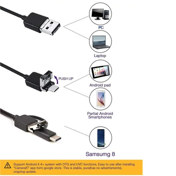 HD 1080P 1m 2m 5m Cable de Tipo-c/USB Android Cámara-Endoscopio de Luz Led Gancho Imán de la Herramienta de Inspección de Mini Endoscopio Para la PC y el Teléfono