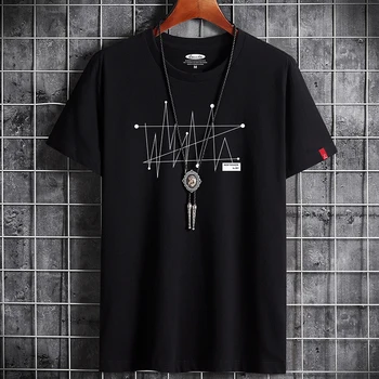 RUELK 2020 Moda de Verano de la Línea de Impresión T-Shirt Ropa de Talla grande de los Hombres de Tendencia T-Shirt de Manga Corta de Algodón de los Hombres de la Ropa S-6XL