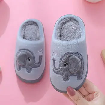 2020 Invierno para Niños Zapatillas de Casa de dibujos animados Elefante Zapatillas de Niños Para Niños Niñas Chanclas Suave antideslizante Caliente Bebé Zapatos de Interior