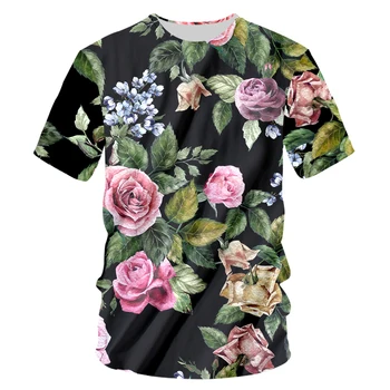 Mujer de la moda T-shirt Camiseta de los Hombres en 3d de Una Variedad De Hermosas Flores de Impresión Blanco Negro Camiseta Unisex Camiseta Tops Casual 6XL