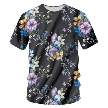 Mujer de la moda T-shirt Camiseta de los Hombres en 3d de Una Variedad De Hermosas Flores de Impresión Blanco Negro Camiseta Unisex Camiseta Tops Casual 6XL