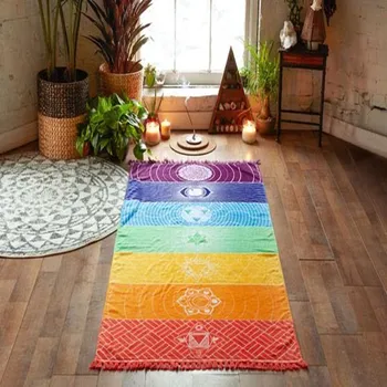 Elegante floral de fondo tapiz siete chakra de la pared que cuelga de la meditación