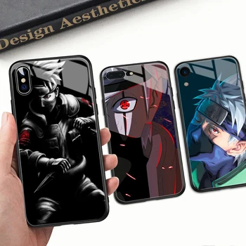 FinderCase para el Caso de iphone XR Naruto Kakashi Vidrio Templado Duro Cubierta Posterior para el iPhone 6 6S 7 8 plus X XR XS MAX 11 pro max