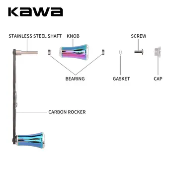Kawa Nuevo arco iris de Color Carrete de Pesca de la Manija de la Aleación de Aluminio de la Perilla de Carbono de la Pesca Rocker Traje para Dai/ Shi Carrete de Tamaño del Agujero de 8X5/7X4mm