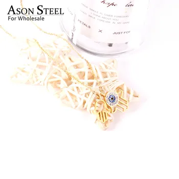 ASONSTEEL Collares de Oro Doble Colgante de la Mano con Cristal de Acero Inoxidable Colgantes de Enlace de las Cadenas de Collar de las Mujeres/de los Hombres del Partido Diaria