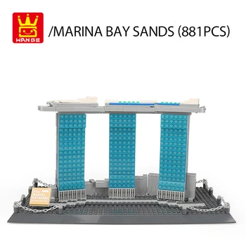 Famosa Arquitectura de Singapur, Marina Bay Sands de Diamante Bloques Estatua de Merlion Modelo CN Torre del Big Ben, la Construcción de Bloques, Ladrillos Juguetes