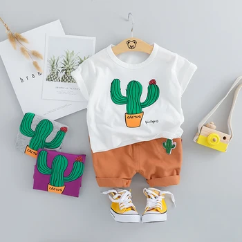 HYLKIDHUOSE Verano Niño Bebé Conjuntos de Ropa de las Niñas de Bebé Ropa de Niños Trajes de Cactus T Camisa de los pantalones Cortos de los Niños Ropa de Niños