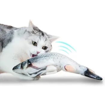 El movimiento de Peces Eléctricos de Juguete Para Gato Cargador USB Interactivo del Gato Masticar Morder Juguetes con Catnip Suministros Gatito Peces Flop Gato Moviendo Juguete