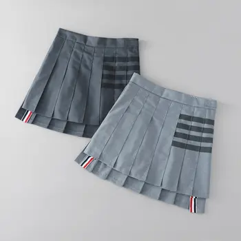 2020 Nuevo Verano de la Falda de las Mujeres Harajuku Rayas Falda Plisada Ins Suelto de Cintura Alta Falda de Una línea Lindo Mini Falda Falda Estudiante