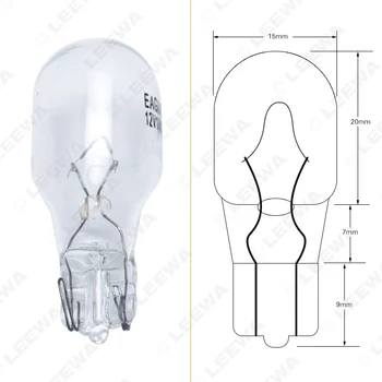 LEEWA 10pcs Blanco Cálido Coche T15 Cuña de 12V 16W Externa del Bulbo de Halógeno Lámpara de Halógeno de Reemplazo del Panel de la Luz de Bulbo #CA1310