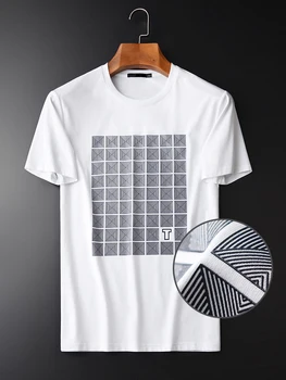 De verano Nuevo de Manga Corta de los Hombres de camisetas de Alta Calidad de la Moda Estéreo Impreso de los Hombres Casual camisetas blancas Más el Tamaño de la M - 4XL