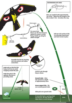 1 Conjunto de Halcón Kite con 5m de la Varilla de Emulación de Aves que Vuelan Scarer de manejo de Aves Repelente para Jardín Espantapájaros Patio Ahuyentador de Aves