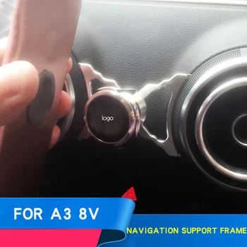 Para Audi A3 8V aire de ventilación de acero inoxidable A3 8V móvil en el interior titular de navegación del teléfono móvil titular del coche pegatinas