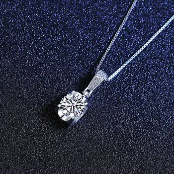 CZCITY 1ct-Moissanite-Diamante Colgante de Collar de Plata 925 Joyería Fina para Mujer Fiesta de Compromiso Regalos de Cumpleaños Colar QYN-023