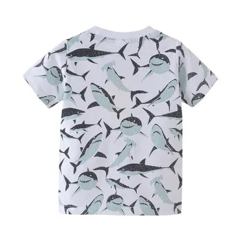 2020 Saltar metros de Niños del Bebé de Verano de las Niñas de la Moda de la Ropa Impresa Tiburón Niños de dibujos animados Camisetas de los Niños de Nuevo diseño Animal Tops