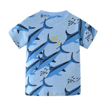2020 Saltar metros de Niños del Bebé de Verano de las Niñas de la Moda de la Ropa Impresa Tiburón Niños de dibujos animados Camisetas de los Niños de Nuevo diseño Animal Tops