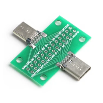 Tipo C Macho a Hembra USB 3.1 Prueba de PCB Placa de Adaptador de Tipo C 24P 2,54 mm Enchufe del Conector De Datos de la Línea de Cable de Alambre de Transferencia de