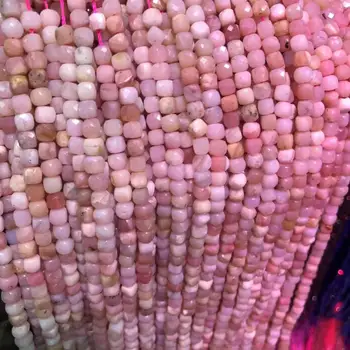 Pequeñas Facetas Cuentas de Piedra Natural Perlas de Ópalo Rosa, de Sección Cuadrada Suelta Perlas para la Joyería del Collar de las Pulseras de 4mm