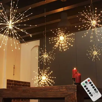Impermeable al aire libre LLEVÓ Luces de Fuegos artificiales Garland Starburst Cadena de Luz de la Lámpara Colgante para el Árbol de Navidad Año Nuevo Decoración del Hogar