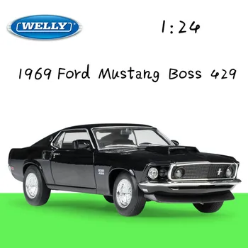 WELLY 1:24 Fundido Simulación de Aleación Modelo de Coche 1969 Ford Mustang Boss 429 Coches de Juguetes de Metal de los Coches de Juguete Para niños juguetes de Regalo de Colección