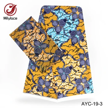 Impresión Digital de áfrica cera diseño de patrón de 2 metros de Gasa+4 yardas de tela de Raso venta caliente 2 en 1 estilo de vestido de AYC-19