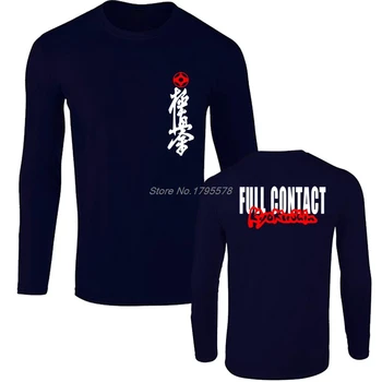 Nuevo Mas Oyama Full Contact Karate Kyokushin Kai Kan Japa Kanji Símbolo T-camisa de Hombre de Manga Larga de Algodón de la Camiseta Cool Camisetas Tops