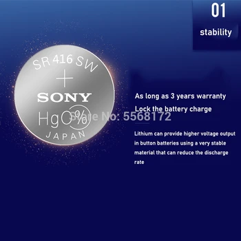50pcs Sony Original de la batería de un Reloj 337 SR416SW de Óxido de Plata 1.55 V del botón de la célula de batería para el Reloj Eléctrico de juguete LED de Auriculares