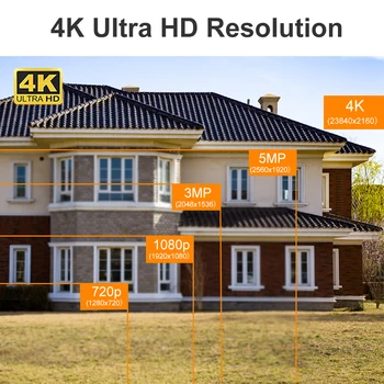 4K Ultra HD de 8 megapíxeles, Cámara de Seguridad 4 en 1 AHD TVI CVI Cámara Bala al aire libre Impermeable de Vídeo CCTV SuveIllance Cam de Visión Nocturna