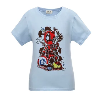 Deadpool Que Se encuentra al lado de Chicos de la Camiseta Impresa de Superhéroes de los Niños Divertidos camiseta Big Boys de Verano de las Niñas Tops Niños Ropa Blanca Camisetas