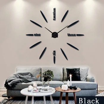 3D de Cuarzo Reloj de Pared de Diseño Moderno, Relojes de Pared de Acrílico del Espejo de la Pared etiqueta Engomada de la Gran Decoración de Reloj Para el Hogar Sala de estar