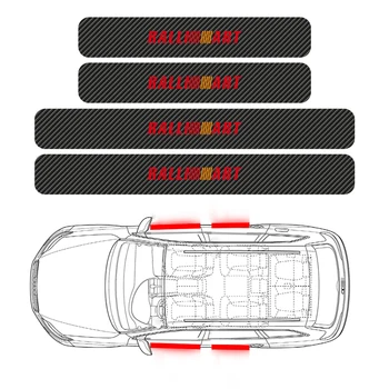 4Pcs Car Styling Ralliart Emblema de Fibra de Carbono Umbral de Pegatinas para Mitsubishi Lancer ASX, Outlander Pajero Carisma L200 Galant