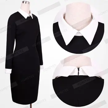 Las Mujeres De Negocios Formales Clásico De La Oficina De Damas Breve Color Sólido Elegante Lápiz Vestido De E751
