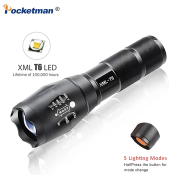 Led taschenlampe 7200LM 5-el Modo de linterna XML T6 LED Linterna con Zoom de Enfoque Torche zaklamp de la mano de la Luz por 18650 o 3*AAA