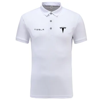 Tesla logotipo de la Camisa de Polo de los Hombres de la Marca de Ropa de Color Sólido Polos, Camisas Casuales de Algodón de Manga Corta Camisas