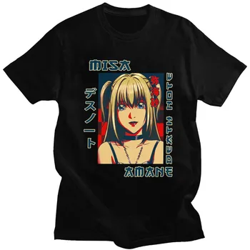 Retro Death Note de Misa Amane Camiseta Para los Hombres Manga Corta Japón Anime del Manga de la Camiseta de Puro Algodón de Verano, los Fans de la camiseta Camiseta Tops de Regalo
