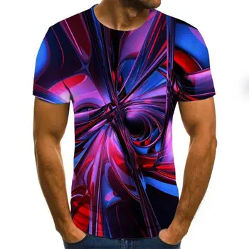 Tres dimensiones de vórtice Hombres Camiseta Impreso en 3D de Verano O-Cuello Diario Casual, Divertida camiseta
