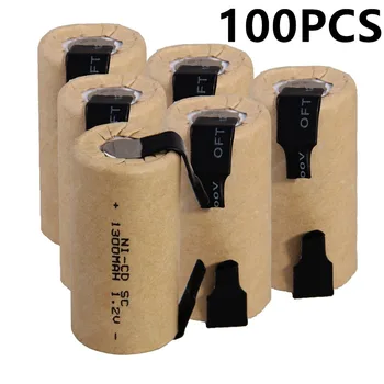 100 pcs SC 1300 mah 1.2 v batería recargable de NICD baterías para destornillador eléctrico taladro eléctrico 4.25 cm*2.2 cm para las herramientas eléctricas