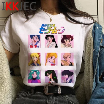 Lindo Anime de Sailor Moon Usagi de dibujos animados Divertidos de la camiseta de las Mujeres Harajuku Ullzang Kawaii T Camisa Estética de la Camiseta de la Gráfica Superior de la Camiseta Mujer