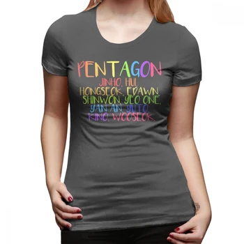 Pentágono Kpop T-Shirt PENTÁGONO Camiseta 100 de Algodón de Manga Corta de la camiseta de las Mujeres de Moda Impreso O Cuello de gran tamaño de las Señoras de la Camiseta