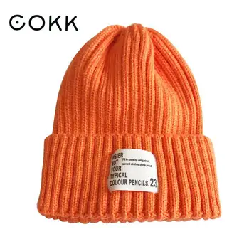 COKK la Mujer del Sombrero de la Gorrita Tejida de Otoño Invierno Sombreros Para las Mujeres Niñas Niños de Padres e hijos Conjunto de Gorro Color Caramelo Gorro Nuevo 2020