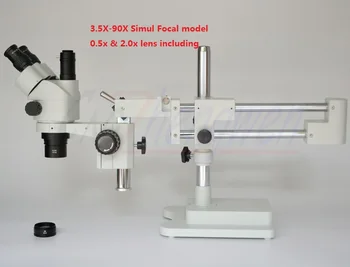 FYSCOPE NUEVO SMART MICROSCOPIO de 3.5 X-90X 50/50 Simul-Focal Microscopio de Doble Auge de Trinocular del Microscopio Estéreo con Zoom