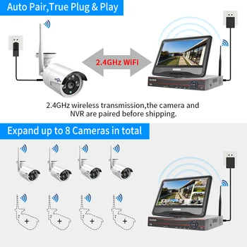 Hiseeu 8CH 3MP 1536P Wireless Kit de Cámaras de Seguridad al aire libre Impermeable 1080P IP 2MP Cámara de Sistema de CCTV Conjunto con 10.1