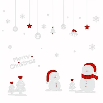 Navidad muñeco de Nieve Desmontable Casa de Vinilo de la Pared de la Ventana Pegatinas Decal Decoración de la Venta Caliente de la Navidad Transparente de la ventana de fondo de pantalla de la Tienda N30