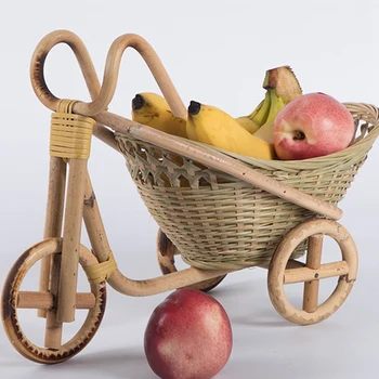 De Bambú Hecha A Mano Tejida De Paja De La Fruta Cesta De Mimbre, Ratán Alimentos Pan Organizador De Cocina Decorativa De Bicicletas Regalo Neatening Organizador