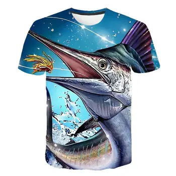 Verano nuevos hombres de la t-shirt 3d peces de impresión T-shirt de pesca divertido de la camiseta de pescado Hidrofóbico T-camisa de hombre de moda casual camiseta Harajuk