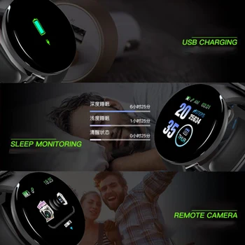 Nuevo Reloj Inteligente De Los Hombres De Las Mujeres De La Presión Arterial Monitor De Ritmo Cardíaco Impermeable De Bluetooth De La Ronda De Fitness Tracker Smartwatch Reloj Smart