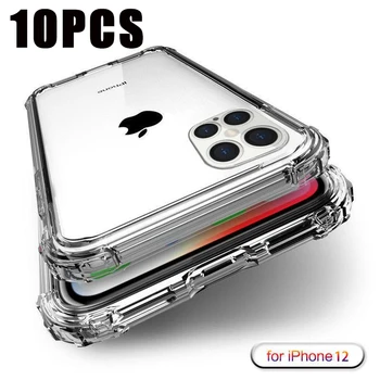10PCS Clara Delgada caja del Teléfono Para el iPhone 12 11 Pro Max de la Cubierta de Silicona Transprent Suave de la PTU de los Casos para el iPhone de Apple 12 Mini Pro 12