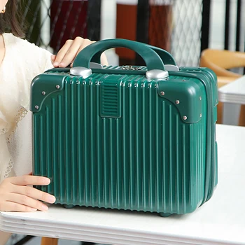 Clásico de la moda de Vacaciones maleta mujeres maleta pequeña hembra de 14 pulgadas bolsa de cosméticos mini portátil de 16 pulgadas de cáscara dura bolso