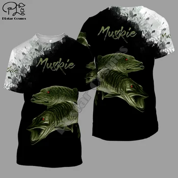 La Trucha de arroyo de la Pesca Impreso en 3D camiseta de los hombres de la Moda de Harajuku camisa de manga Corta de verano ropa Unisex camiseta tops
